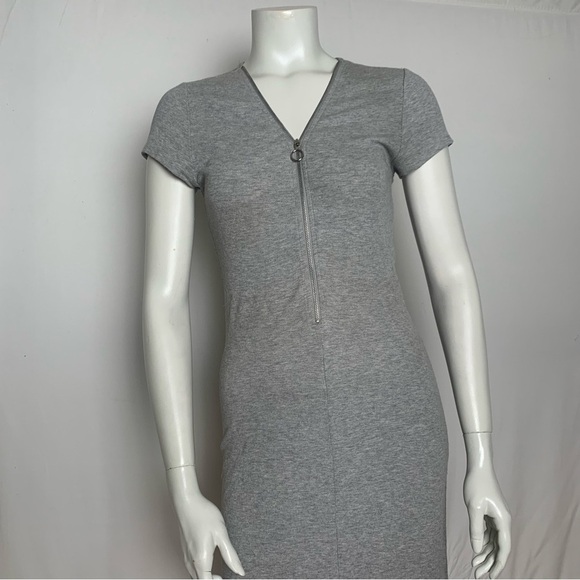 Grey O-Ring Zipper Midi Dress Medium - Picture 3 of 10